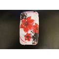 Чехол накладка с красными цветами для iPhone 3 - 3gs