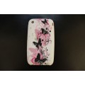 Белый чехол накладка с бабочками для iPhone 3 - 3gs