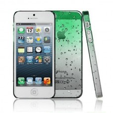 Зеленый чехол накладка Капельки для iPhone 5 - 5s